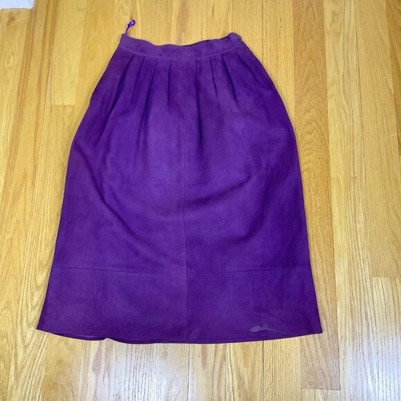 Jaeger Skirt Suede Maxi Vintage Purple (12UK, 26”waist, S/XS) - Picture 4 of 8